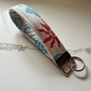 Handmade Upcycled Free People Keychain Wristlet Wave Sun Seashells